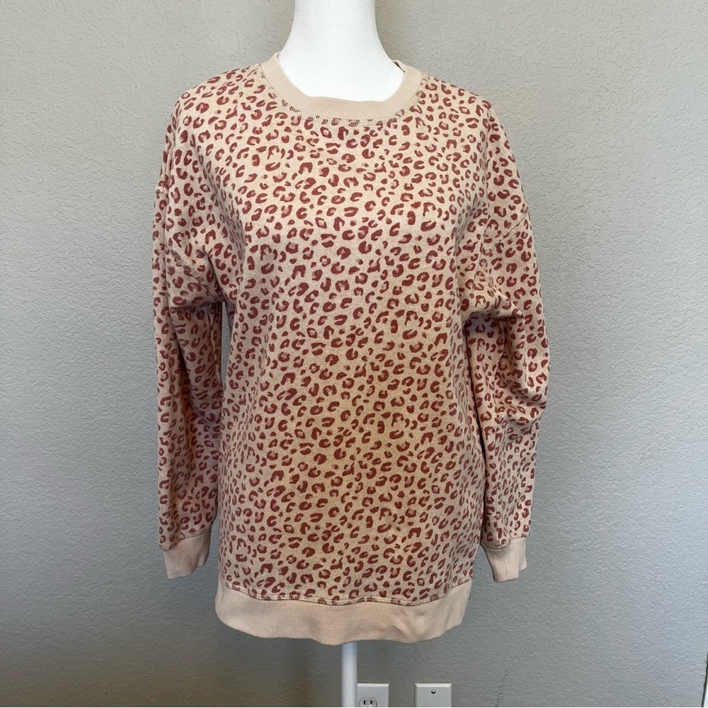 Pink Rose Animal Print in Pink and Ivory Longer Style Sweatshirt size XS